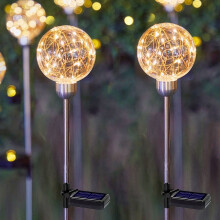LED-zonnelampen met grondpen, warm wit, 2 stuks
