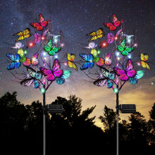 Waterdichte lichtslinger met vlinders op zonne-energie voor buiten (2 stuks)