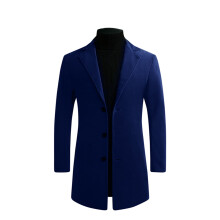 Sobretudo masculino de lã, cor azul marinho lisa, tamanho 6 (M)