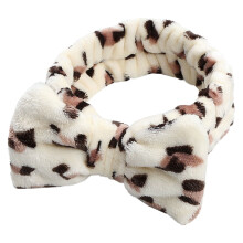 Haarband met strik, koraalkleurig fleece, elastisch, 1 stuk