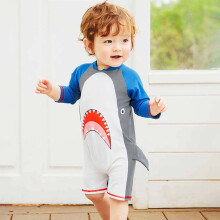 FAMTKT Langarm-Badeanzug für Kleinkinder (Jungen) mit Fischmuster