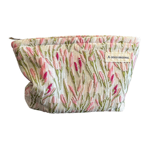 Make-uptasje van canvas met ritssluiting voor dames, wit (tulpenkleur).