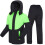 Unisex raincoat with pants set black and green 1