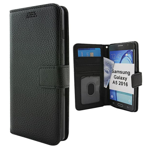 Nova carteira Standcase compatível com Samsung Galaxy A5 2016 (A510F) preta 1