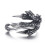 Set di anelli da donna in stile punk retrò con design a serpente e drago, colore argento. 1