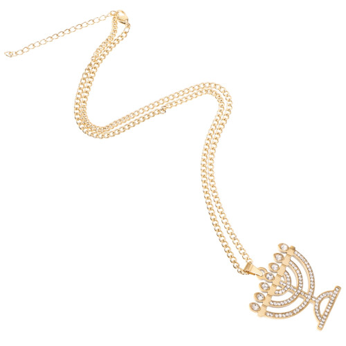 Collar Menorá de acero inoxidable dorado, 1 pieza