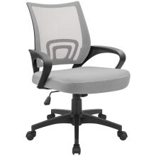 Silla de oficina Lacoo de malla con reposabrazos, color gris y ajustable.