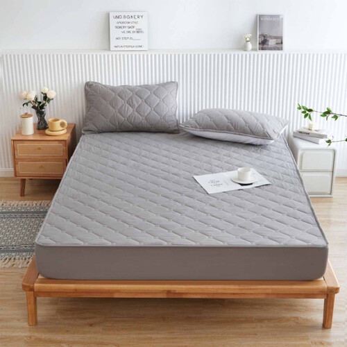 Katoenen matrasbeschermer, passend, queensize, grijs