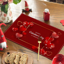 Valentijn placemats 18x12 inch met aquarel hartmotief, 20 stuks