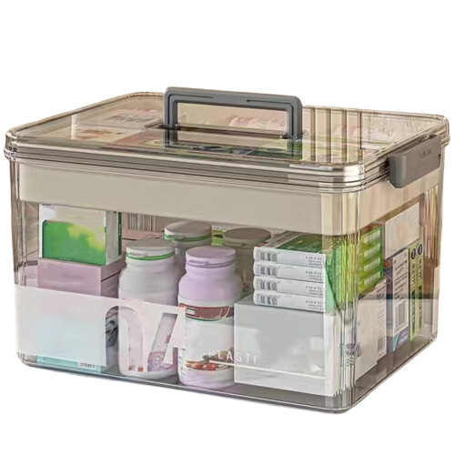 Contenitore trasparente extra large per medicinali con maniglie