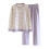 Completo pigiama da donna a maniche lunghe in cotone a righe, composto da 2 pezzi. 1