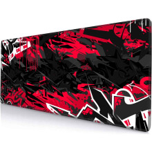 Alfombrilla de ratón para juegos XXL negra y roja de 80 x 30 cm (31,5 x 11,8 pulgadas) antideslizante