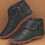 Botas curtas femininas de couro com zíper lateral 1
