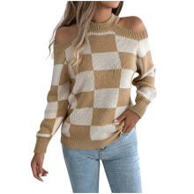 Dametrøje med cold-shoulder-motiv og lanterneærmer,