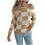 Maglione da donna a quadri con spalle scoperte e maniche a lanterna, 1