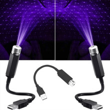 Fialové USB projekčné svetlo s hviezdnou oblohou, LED ambientná noc