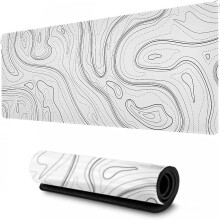 Alfombrilla de ratón blanca antideslizante con relieve topográfico para juegos, 35,4 x 15,7 pulgadas.