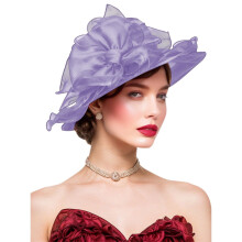 Chapeau Derby pour femme en faux lin, à larges bords, 1 pièce