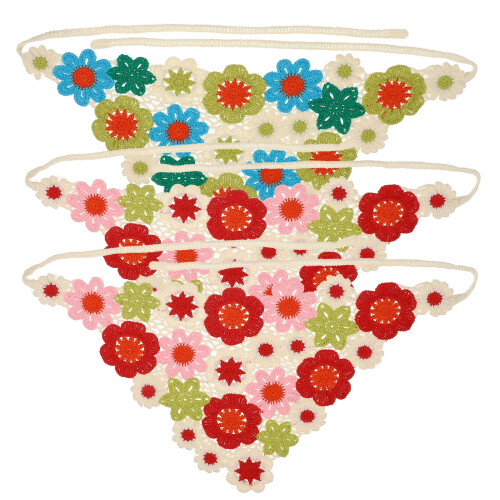 Set di bandane all'uncinetto con fiori, sciarpa per capelli comoda, 3 pezzi