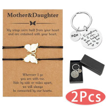 Conjunto de pulseiras combinando para mãe e filha com chaveiro