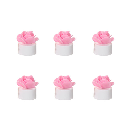 Rose LED flammeløse lys lyserøde 6 stk.