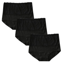 Atmungsaktive, hochgeschnittene Damen-Spitzenslips, Größen S bis 4XL