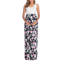 Leopárdmintás sifon maxi szoknya magas derekú, rugalmas