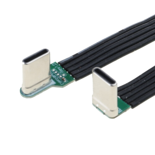 Type C naar Type C platte siliconen kabel met links/rechts aansluiting