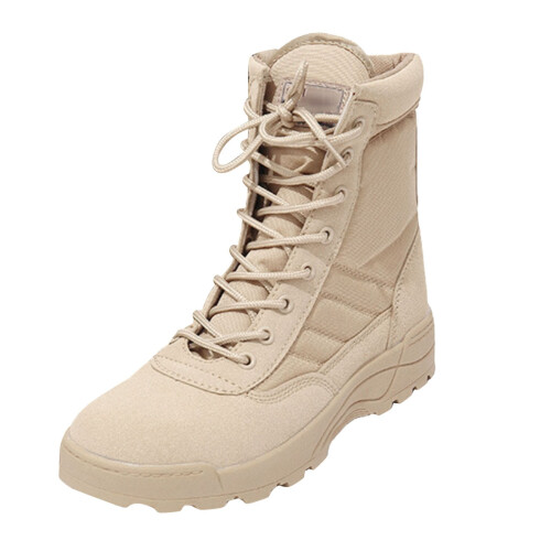 Botas táticas masculinas de trabalho em couro com zíper lateral 1