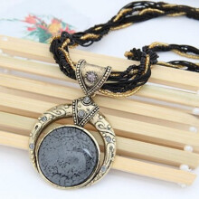 Collana etnica bohémien da donna con catena in metallo nero