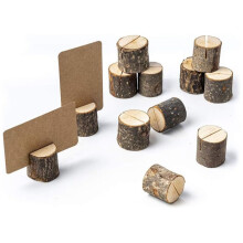 12Pcs Premium Wood Place Card Holders and 24Pcs Table Place Cards, Rustic Table Number Holders