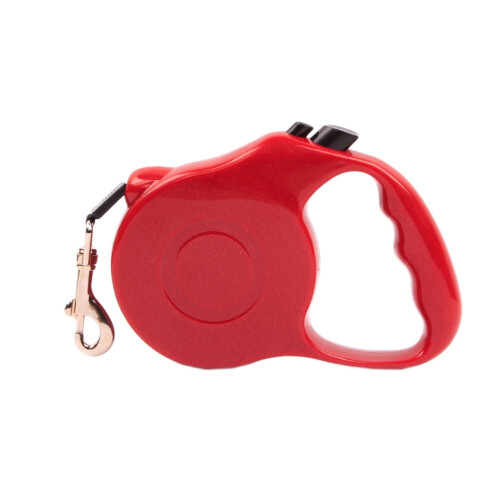 Correa para perros retráctil automática de 3 metros, color rojo.