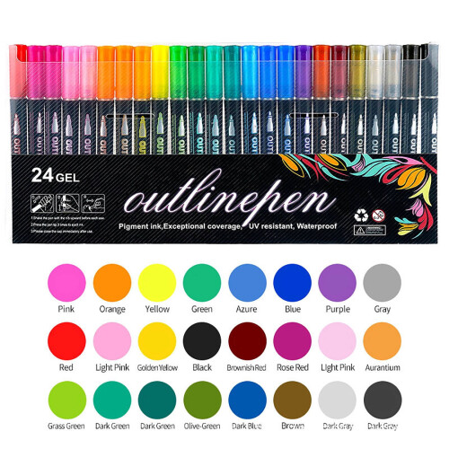 Metallic-Glitzer-Konturenmarker, wasserbasierte Tinte, 8 ml