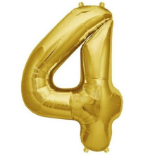 Balão metalizado dourado número 4 de 16 polegadas