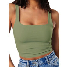 Camiseta sin mangas con escote cuadrado para mujer (1 unidad)