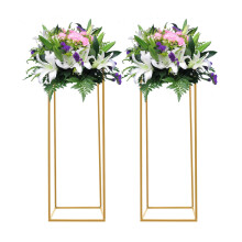 Supporto da terra in metallo per fiori da matrimonio, colore oro, 2 pezzi, 11x11x31,5 cm