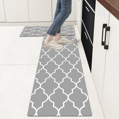 Σετ χαλιών κουζίνας γκρι 19,6" x 31" + 19,6" x 63" αδιάβροχο