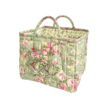 Cesto de armazenamento dobrável extra grande em tecido floral boho com