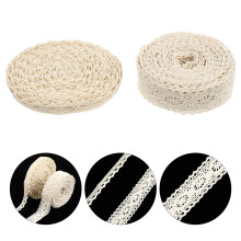 Ruban de dentelle à œillets en coton beige, 2 rouleaux, 118 x 0,87 po