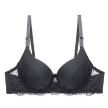 Damen-Push-up-BH aus Spitze mit Bügeln, schwarz, Übergröße