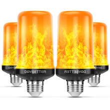 Pacote com 4 lâmpadas LED em formato de chama, soquetes E26/E27.