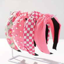 Lot de 4 bandeaux noués à imprimé floral rose fuchsia