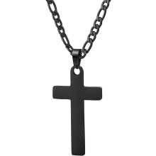 Colar com pingente de cruz banhado a ouro 18K para homens e mulheres, tamanhos 18 a 20.