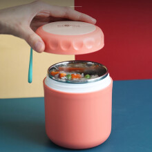 Pote térmico de aço inoxidável para alimentos com alça e colher18