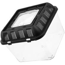 Recipiente transparente para répteis OUNONA com orifícios de ventilação.