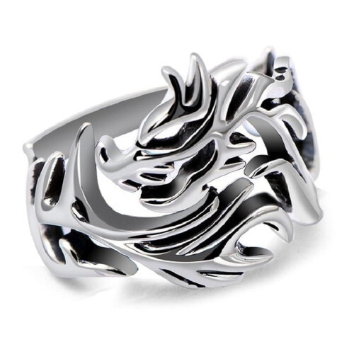 Dam Retro Punk Snake Dragon Ring Set Silverlegering