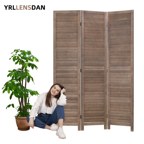 Room Divider Brown3-Panel Freestanding Privacy Screen