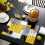 Set de 6 sets de table abstraits noirs et jaunes antidérapants 4