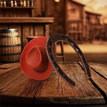 24 Pieces Western Theme Lucky Horseshoe Ornament and Cowboy Hat Crafts Miniature Horse Shoes Wedding Gift Set