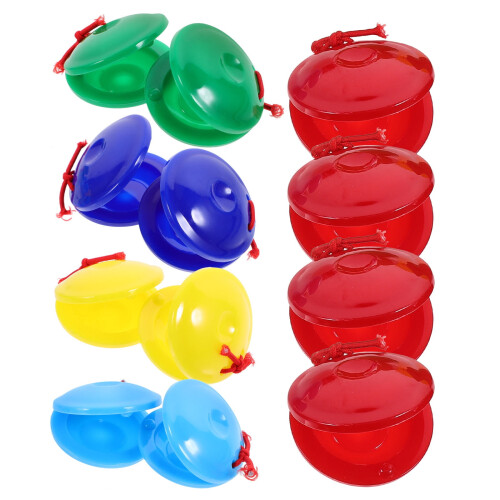 OUNONA plastic castanets assorted colors 12 pcs